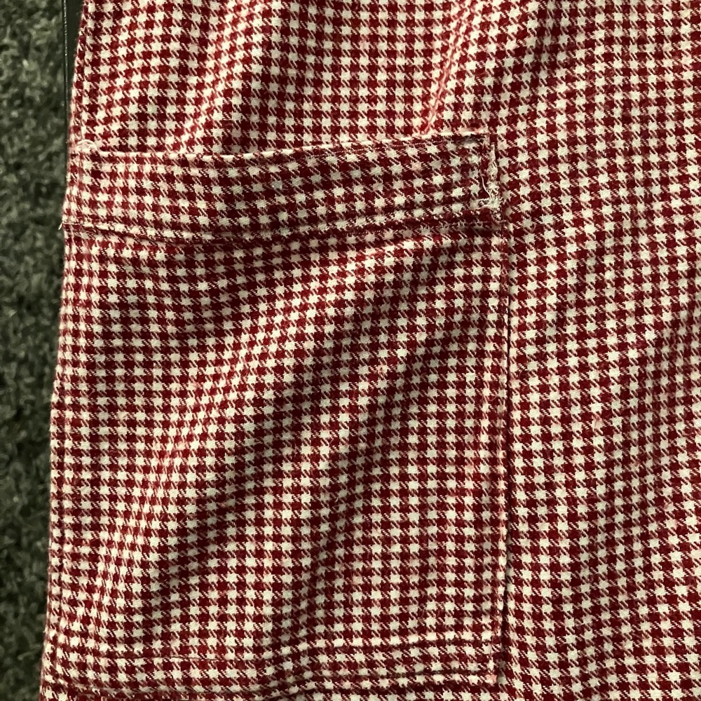 Handmade Red & White Checkered Flannel Nightgown Pockets Floral Medium/Large - Picture 4 of 8